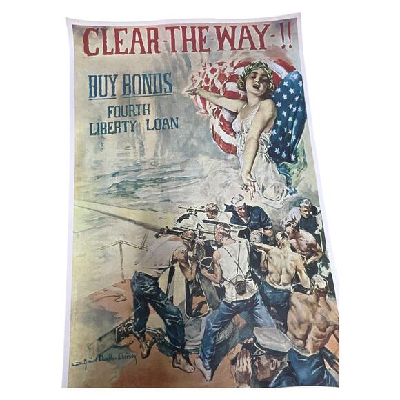 WWI Clear The Way Liberty Loan Poster Reproduction 1984 Time Inc - Picture 3 of 4